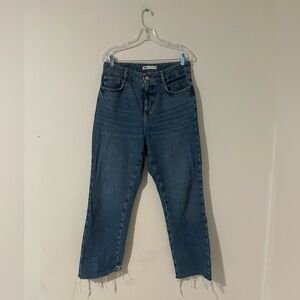 Zara Womens Jeans Denim Blue High Rise Straight Ankle 6164/172